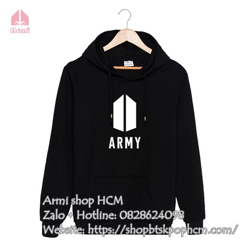 Áo hoodie BTS ARMY Hàn Quốc màu đen