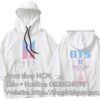 Áo hoodie BTS tay lỡ màu trắng