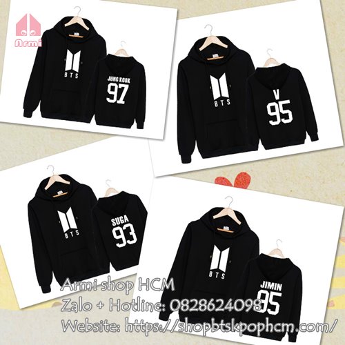 Áo hoodie BTS màu đen