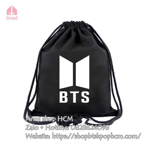 Balo cặp dây rút BTS đen, trắng