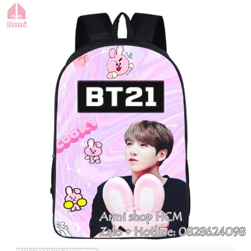 Balo Jungkook BTS - Cooky BT21 thỏ hồng