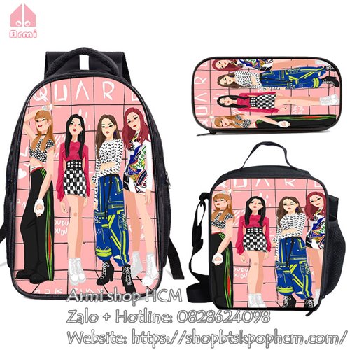 Balo in hình Blackpink - Combo cặp, túi, hộp bút đi học Blackpink chất đẹp