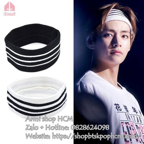 Headband V BTS, Băng đô Thể Thao Hàn Quốc Dễ Thương Đỏ Đen Trắng