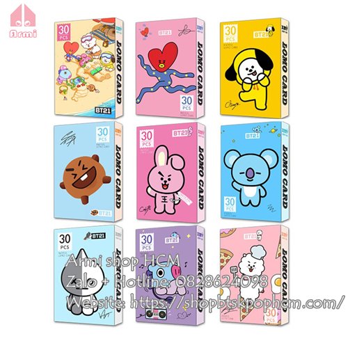 Combo Lomo card BT21 BTS - Hộp 30 tấm