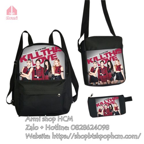 Balo in hình Blackpink - Combo cặp, túi, hộp bút đi học Blackpink chất đẹp - Combo 3 món (Balo, Túi, Hộp bút)